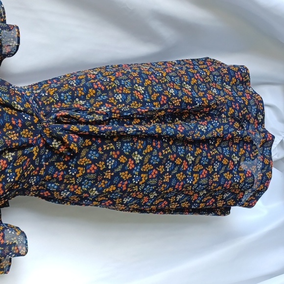 Madewell Amaranth Wrap Dress in Moonless Floral Sz 2 Flutter Short Sleeve Lined - Picture 4 of 7
